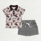 Boys Kids Short Sleeves Button Polo Shirt Pockets Shorts Sibling Outfit Clothes Set RTS