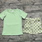 Baby Boy Kids Toddler Short Sleeves Green Shirt Checked Shorts Set RTS