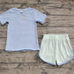 Baby Boy Short Sleeves Blue Cotton Shirt Shorts Set RTS