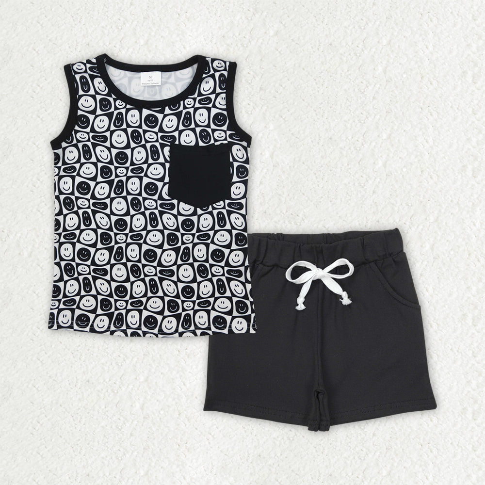 Baby Boy Sleeveless Tee Shirt Smile Western Howdy Shorts Sibling Clothes Set RTS