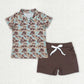 Toddler Boys Camo Buttons Shirt Pockets Shorts Sibling Summer Set RTS