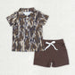 Toddler Boys Camo Buttons Shirt Pockets Shorts Sibling Summer Set RTS