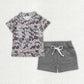 Boys Kids Camo Button Polo Shirt Pockets Shorts Sibling Set Clothes RTS