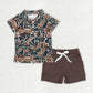 Boys Kids Camo Button Polo Shirt Pockets Shorts Sibling Set Clothes RTS