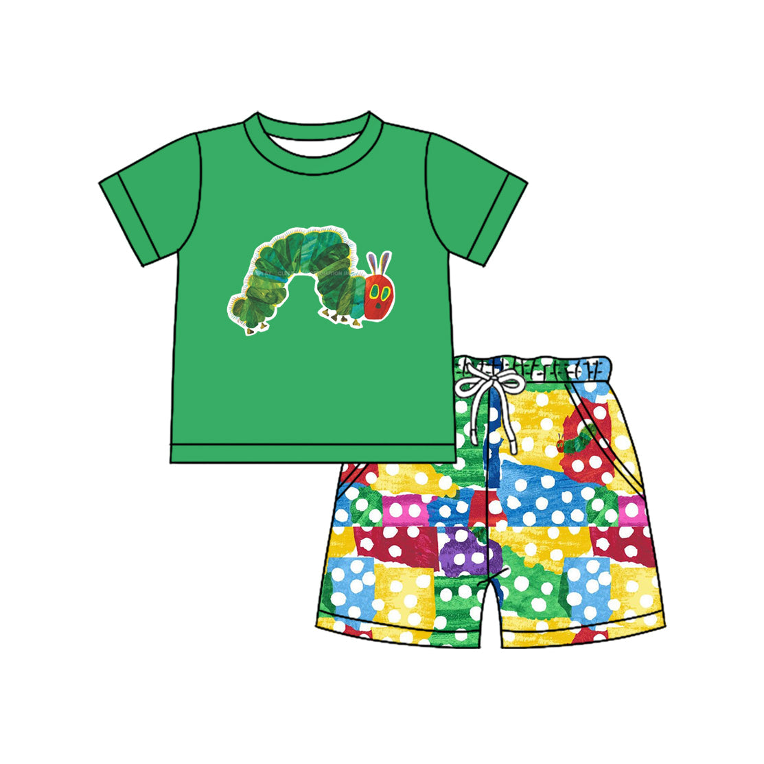 Preorder Baby Boy Green Short Sleeves Shirt Pockets Shorts Set ( Moq 5 )