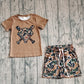 Baby Boys Short Sleeves Baseball Shirt Brown Camo Shorts Team Clothes Set RTS