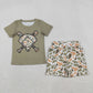 Sibling Baby Boys Kids Short Sleeve Baseball Shirts Camo Pockets Shorts Clothes Sets RTS