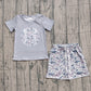 Baby Boys Short Sleeves Baseball Shirt Grey Camo Shorts Clothes Set RTS