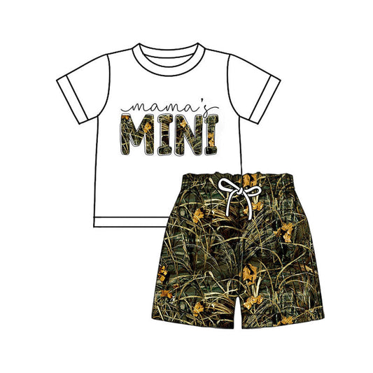 ( Moq 5 ) Preorder Baby Boys Short Sleeves Mama's Mini Shirt Camo Shorts Outfit