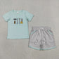Sibling Baby Boys Kids Short Sleeves Embroidery Tools Shirt Shorts Set Romper Summer Clothes RTS