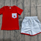 Baby Boys Short Sleeves Strawberry Red Shirt Plaid Pockets Shorts Clothes Set