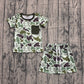 Baby Boys Short Sleeves Pocket Shirt Ducks Green Camo Shorts Clothes Set RTS