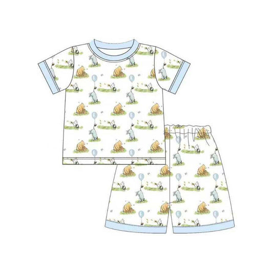 ( Moq 5 ) Preorder Baby Boys Short Sleeves Bear Shirt Shorts Pajamas Clothes Set
