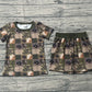 Baby Boys Kids Short Sleeves Tractors Camo Plaid Shirt Shorts Summer Pajamas Set RTS