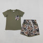 Sibling Baby Boys Kids Short Sleeves Cotton Shirts Pockets Shorts Sets Summer Camo Clothes RTS