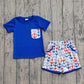 Baby Boys Kids Navy Short Sleeves Shirt Anchors Print Pockets Shorts 4th of July Set RTS