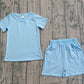 Baby Boys Blue Short Sleeves Shirt Pockets Shorts Summer Clothes Cotton Set RTS