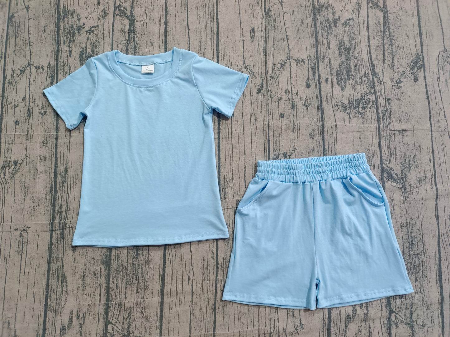 Baby Boys Blue Short Sleeves Shirt Pockets Shorts Summer Clothes Cotton Set RTS