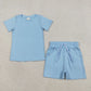 Sibling Baby Boys Kids Short Sleeves Shirts Pockets Shorts Summer Sets Clothes RTS