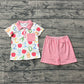 Baby Boys Kids Short Sleeves Apple Shirt Red Plaid Shorts Back to School Set RTS