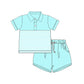 ( Moq 5 ) Preorder Baby Boys Kids Short Sleeves Stripes Buttons Shirt Pockets Shorts Set Clothes