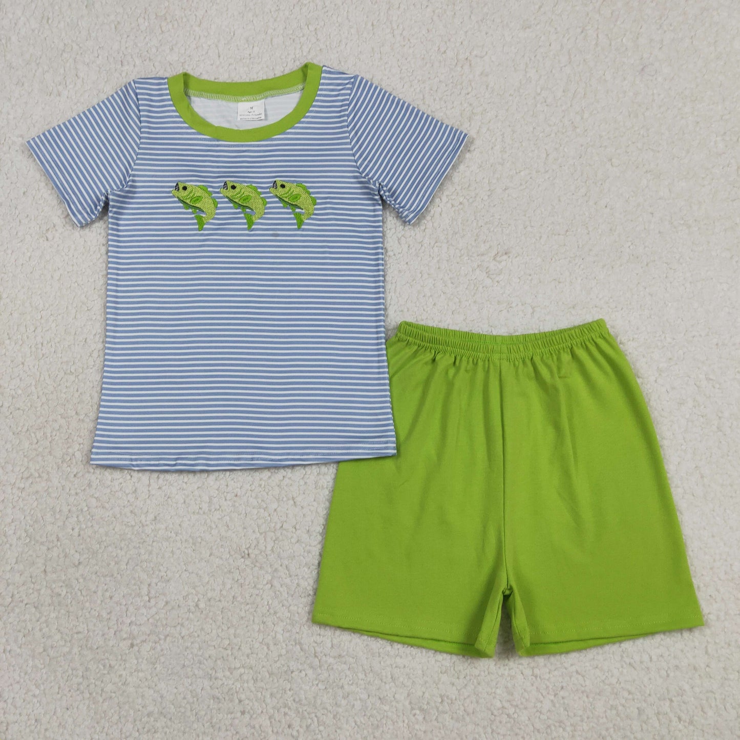 Sibling Baby Boys Kids Embroidery Fish Stripes Tops Shorts Set Romper Summer Clothes RTS