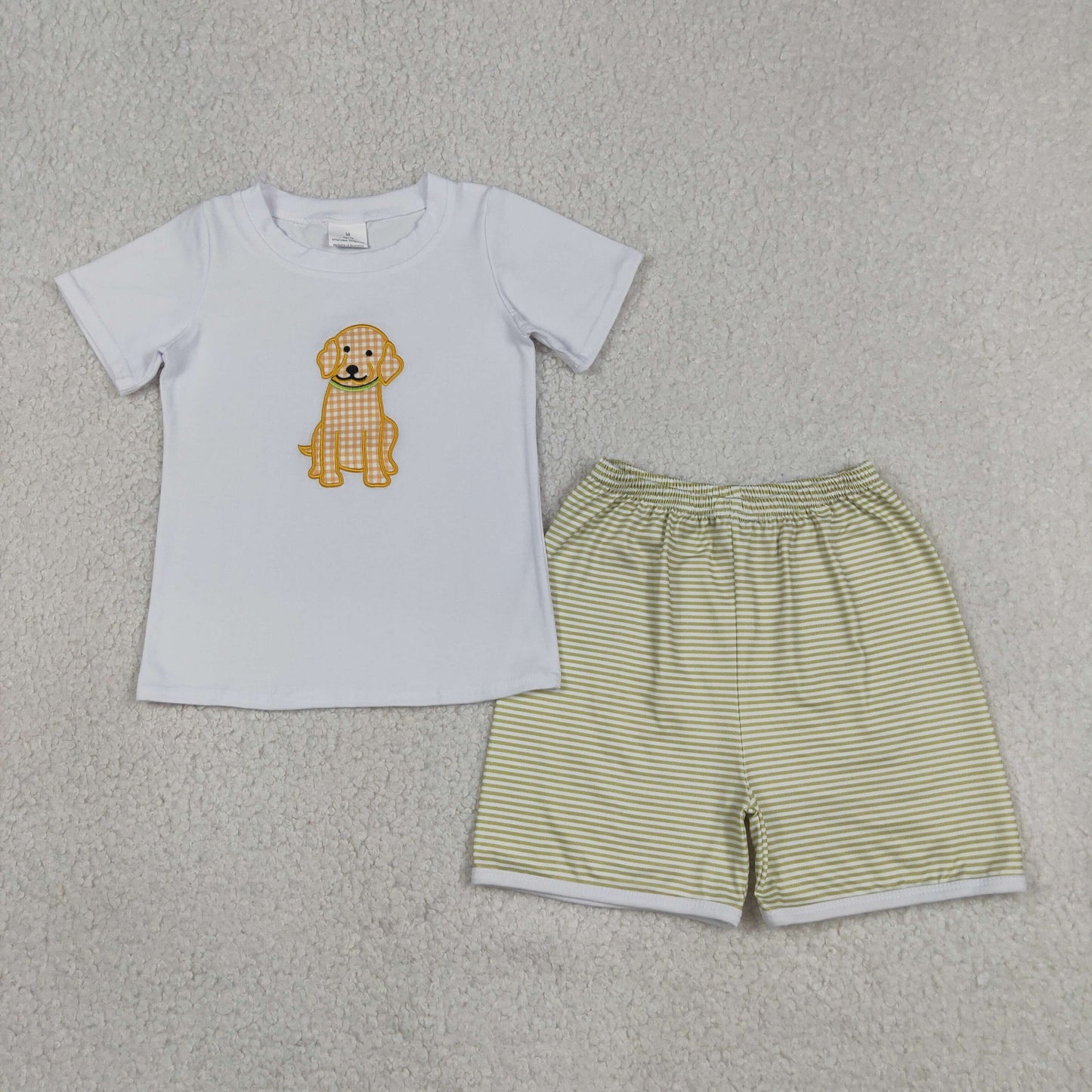 Sibling Baby Boys Kids Embroidery Dogs Shirt Shorts Set Stripes Romper Summer Clothes RTS