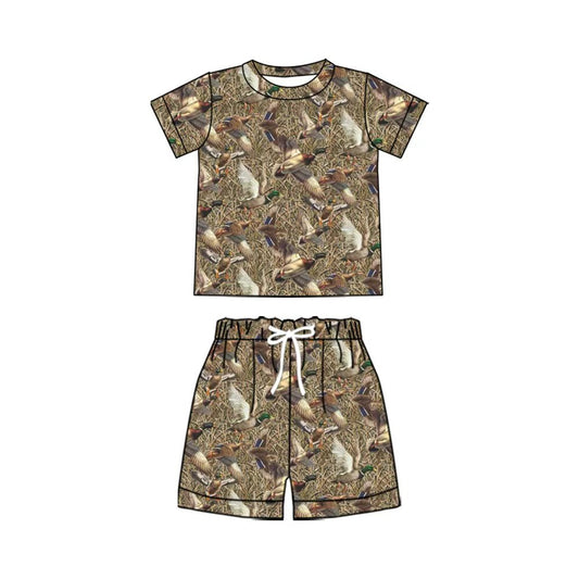 ( Moq 5 ) Preorder Baby Boys Kids Short Sleeves Ducks Shirt Shorts Set Summer Clothes