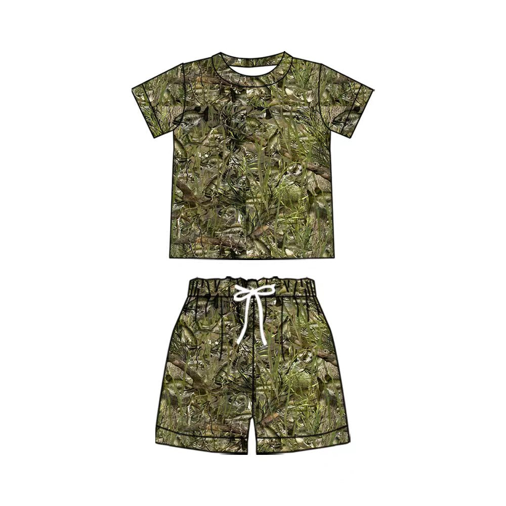 ( Moq 5 ) Preorder Baby Boys Kids Short Sleeves Fish Shirt Shorts Set Summer Clothes