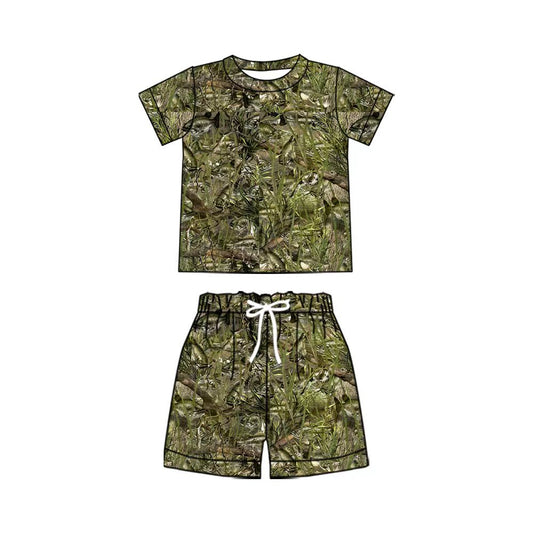 ( Moq 5 ) Preorder Baby Boys Kids Short Sleeves Fish Shirt Shorts Set Summer Clothes