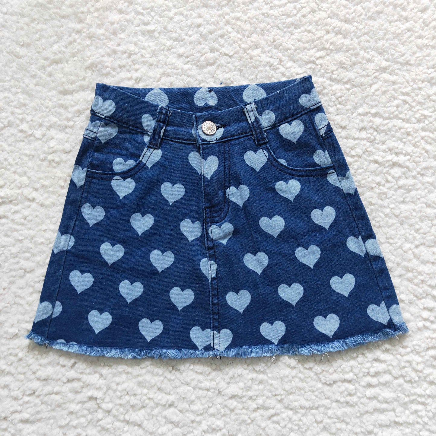 GLK0010 Baby Girl Heart Denim Skirt