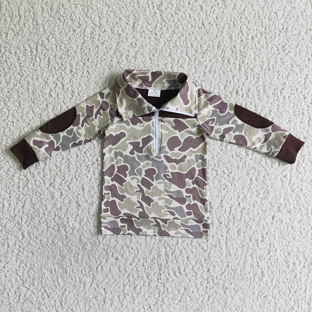 Baby Boy Long Sleeves Camo Shirt Sibling Hunting Zipper Pullover Tops