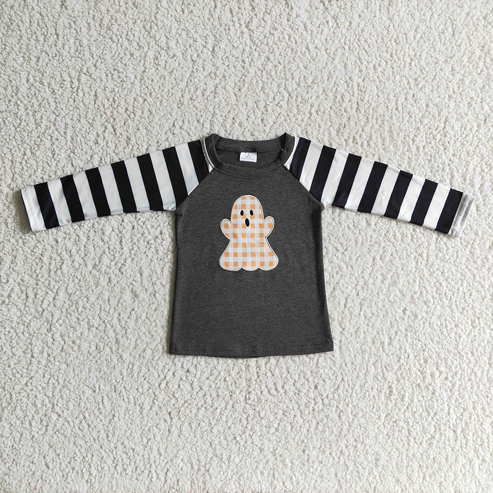 Sibling Boys Kids Embroidery Ghosts Ducks Pumpkins Halloween Shirt Tops