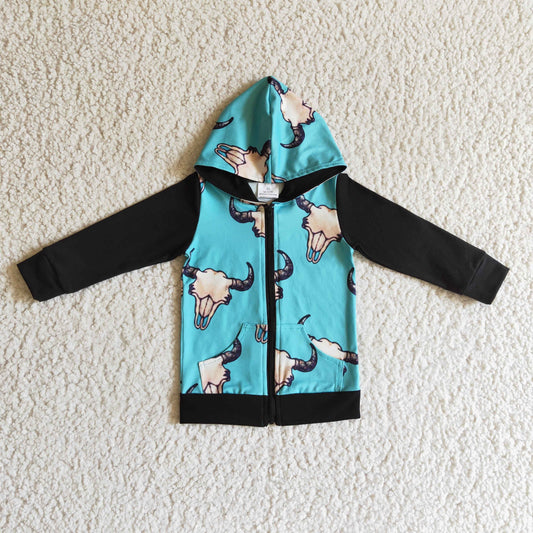 Promotion Baby Boy Long Sleeves Western Cow Hoodie Shirt