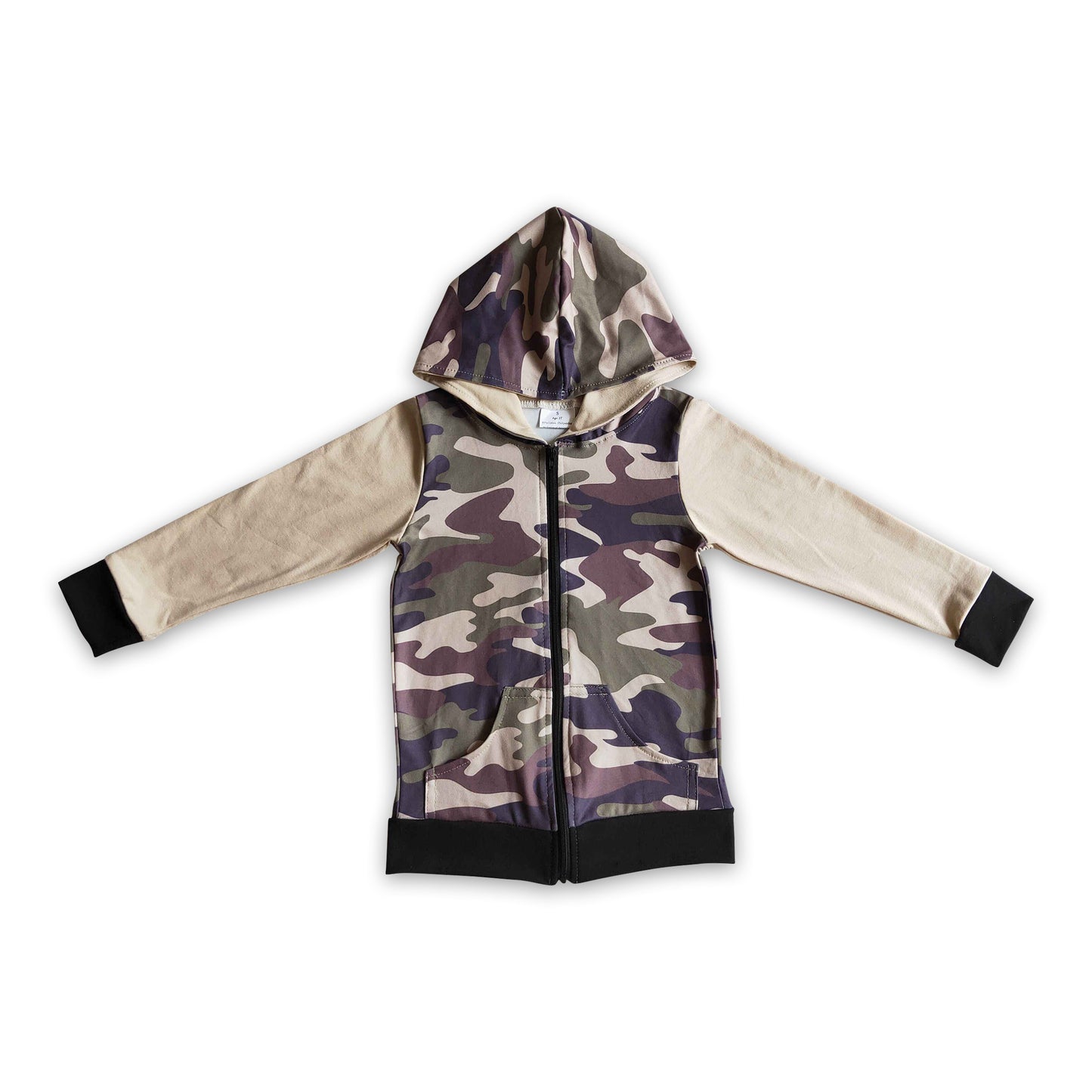 Promotion Baby Boy Kids Long Sleeves Camo Hoodie Zipper Shirt Coat