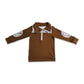 Promotion Baby Boy Long Sleeves Western Cow Zipper Brown Shirt