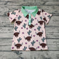 Baby Boy Short Sleeves Cow Cactus Polo Shirt Western Tops