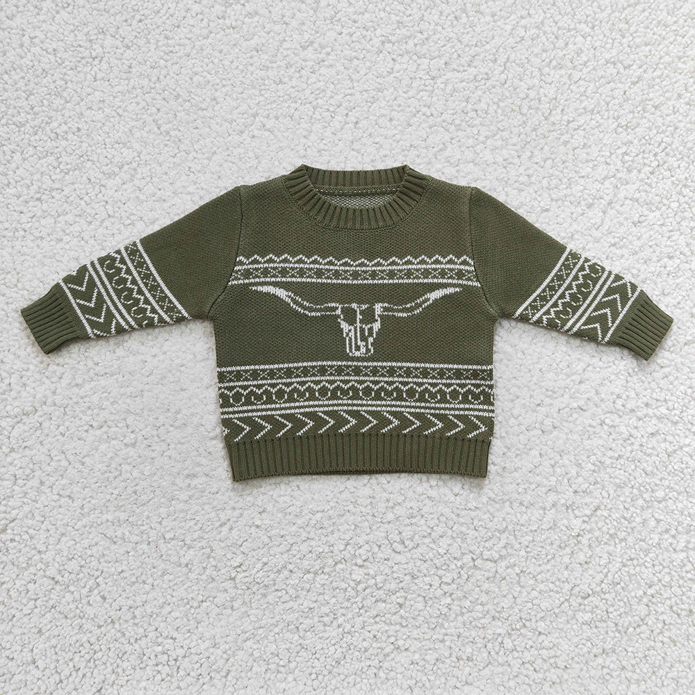Sibling Baby Boys Girls Long Sleeves Western Cow Sweater RTS