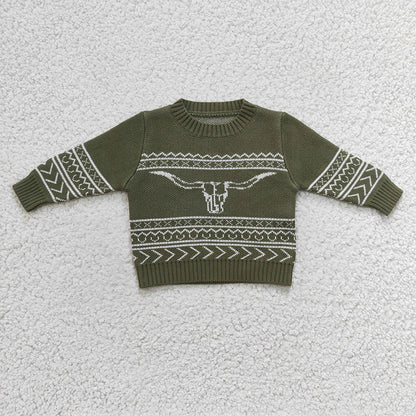 Sibling Baby Boys Girls Long Sleeves Western Cow Sweater RTS