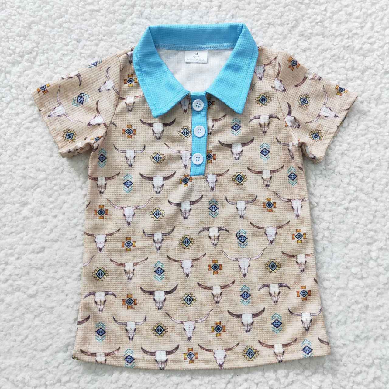 Sibling Baby Boys Short Sleeves Buttons Western Print Buttons Shirts Tops RTS