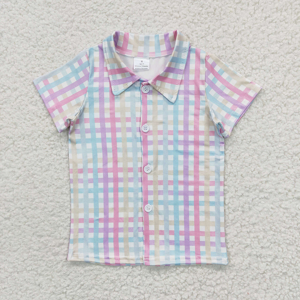 Baby Boy Girl Easter Colorful Checked Sibling Shirt Dress Clothes RTS