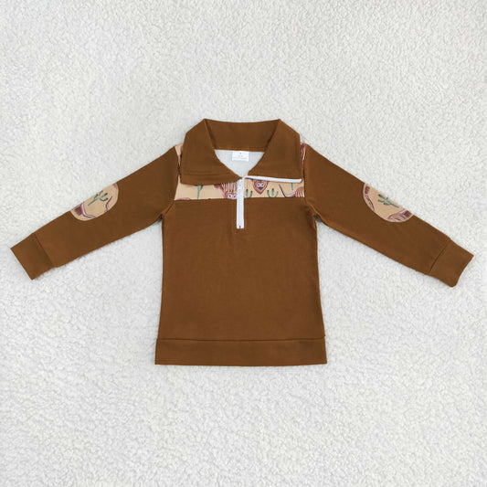 Promotion Baby Boy Long Sleeves Western Cow Cactus Shirt