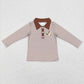 Baby Boy Long Sleeves Sibling Brother Embroidery Tractor Dog Duck Deer Shirt Tops