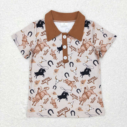 Sibling Kids Boys Short Sleeves Western Buttons Hunting Shirts Tops