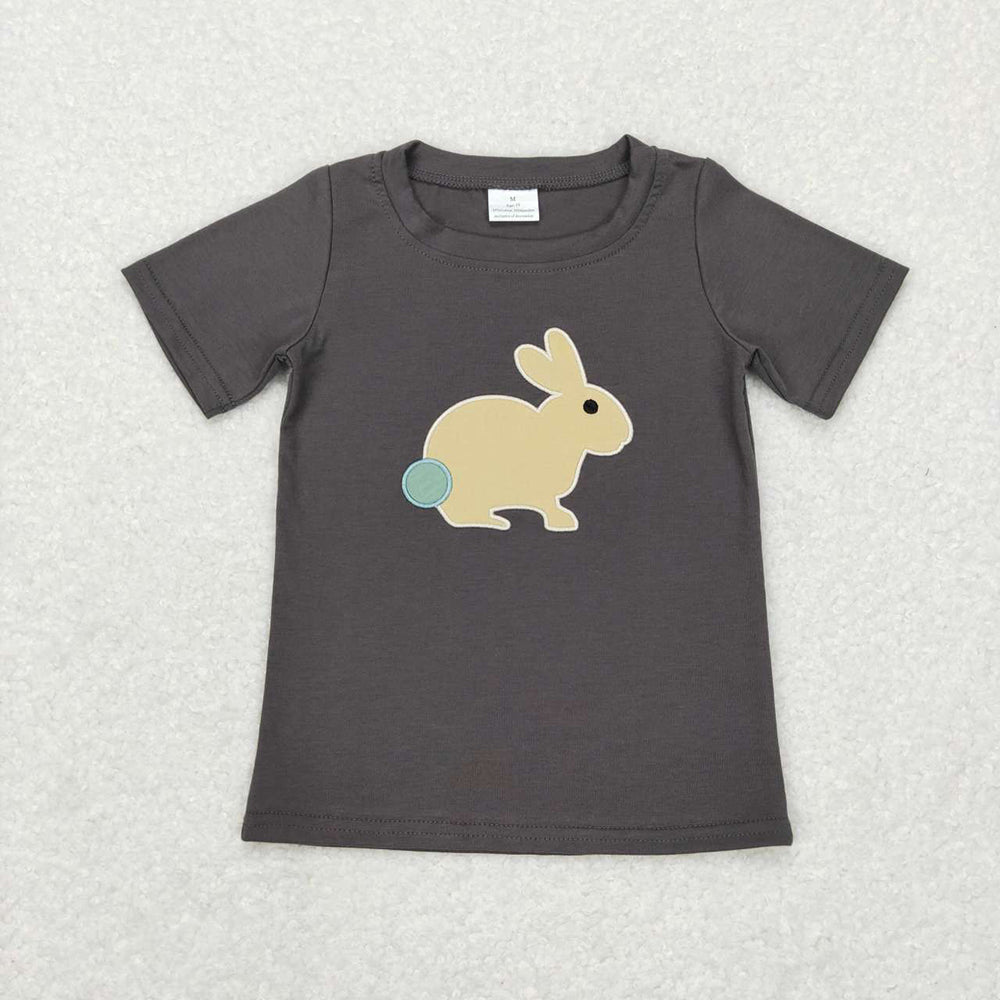 Baby Boy Girl Short Sleeves Easter Rabbit Carrot Cotton Embroidery Sibling Shirt