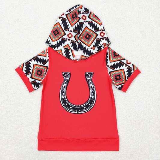 Promotion Baby Boy Short Sleeves Hoodie Western Red Shirt Tops