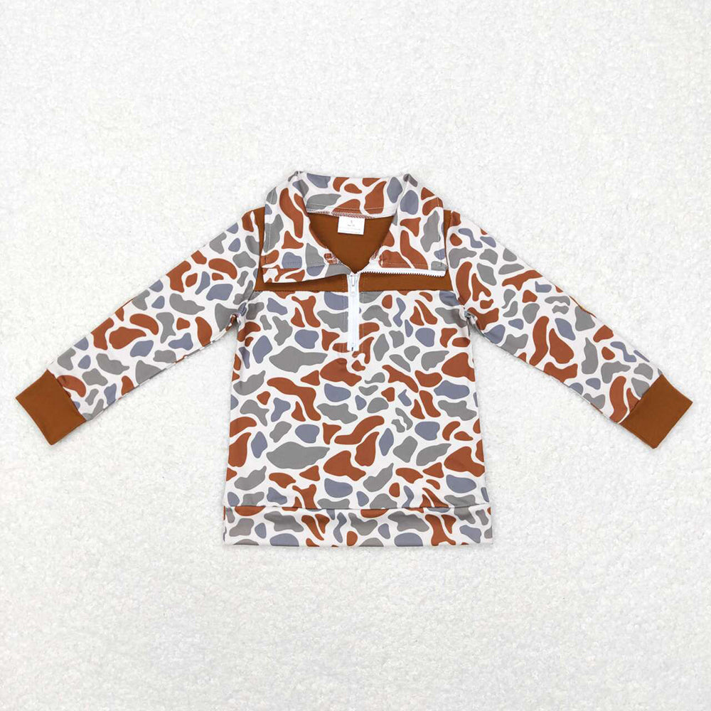 Baby Boy Long Sleeves Camo Shirt Sibling Hunting Zipper Pullover Tops