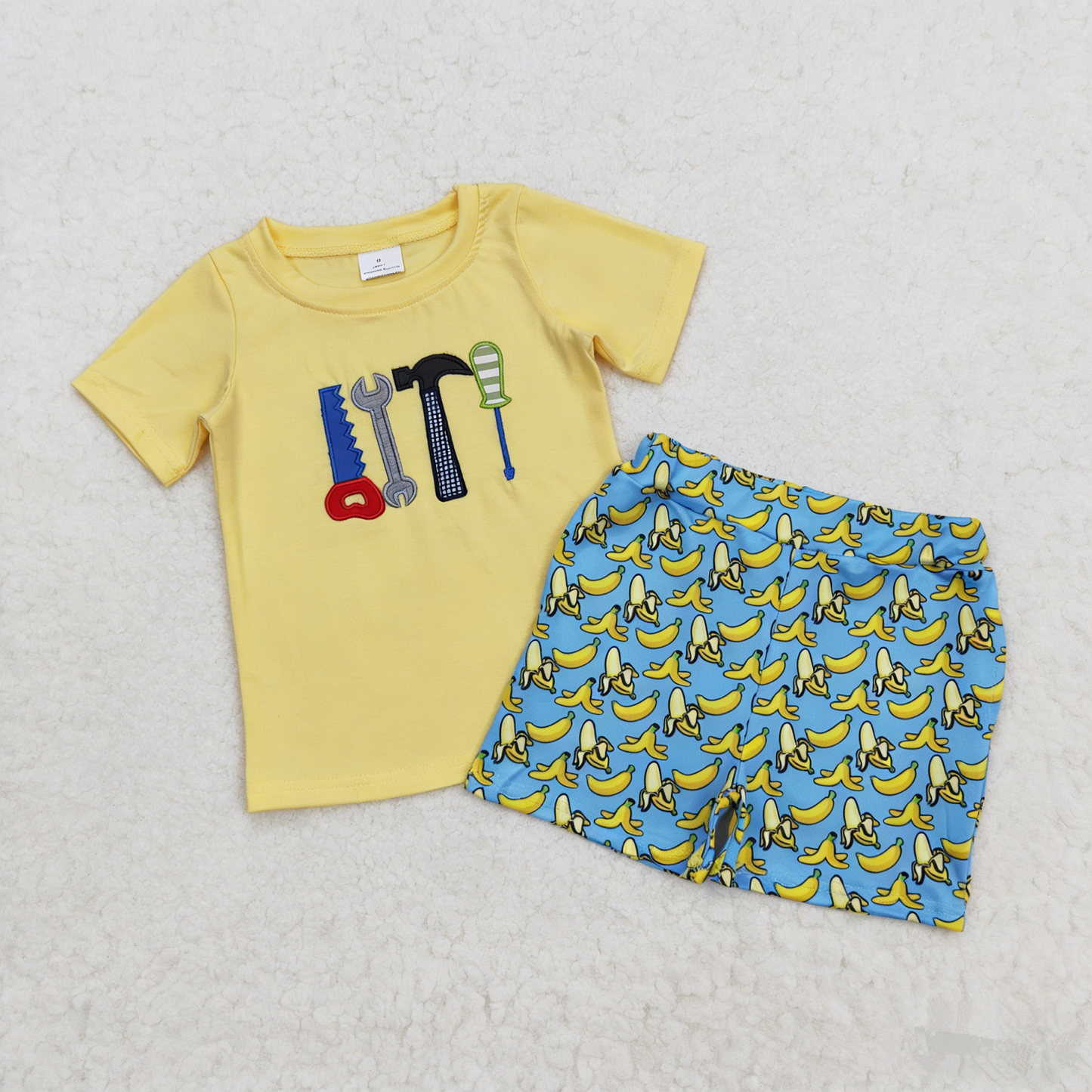 Baby Boys Kids Short Sleeves Embroidery Tools Shirt Pockets Shorts Clothes Summer Set