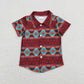 Sibling Baby Boys Kids Short Sleeve Western Print Buttons Shirts Tops