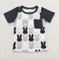 Baby Boy Short Sleeves Easter Rabbits Sibling Romper Shirt Set
